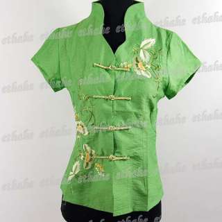 Chinese Floral Prom Jacket Satin Green L/Sz.12 63BT  