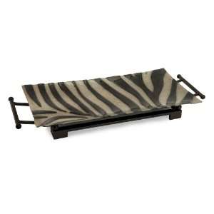 CK Designed Curved Rectangular Glass Tray Accent with Metal Stand 