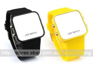 Classical 12 Mini Color Mirror Face LED Silicone Men Lady Sport Watch 