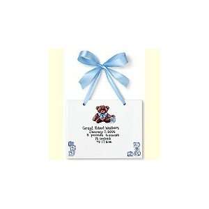    Personalized Birth Certificate Plaque With Teddy Bear Boy Baby