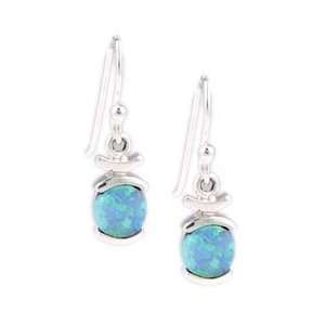  Round Blue Opal Earrings Jewelry