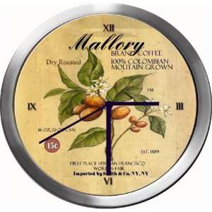 MALLORY 14 Inch Coffee Metal Clock Quartz Movement  