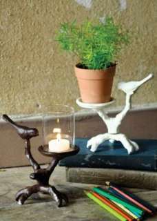 Bird on Branch CANDLE HOLDER White Plant Stand Aviary  