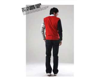 NWT Mens V Neck Cardigan Knit Sweater Pocket Unbalance Red Size XL 