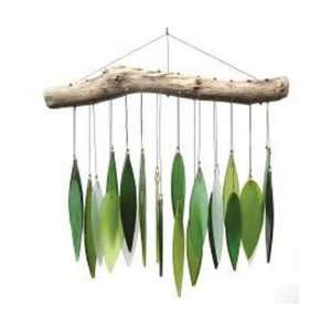   Spring Leaves & Driftwood Glass Chime (Wind Chimes) 