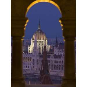 Hungarian Parliament Seen from Fishermans Bastion, Budapest, Hungary 