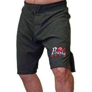 Black MMA 4 Way Flex Piranha Gear Board Shorts w/ Logo 