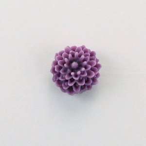  10mm Carved Plastic Resin Dahlia Bead DARK PURPLE (6 