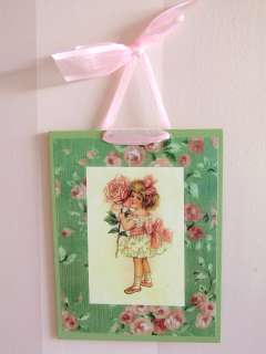Shabby Cottage Chic Victorian Girl Wall Plaque Sage WOW  