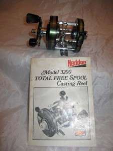 Rare Heddon Mark IV Model 3200, green casting reel, Owners Manual 