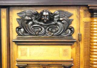 ANTIQUE 17TH C. ARCHITECTURALLY CARVED BAROQUE ARMOIRE  