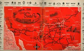 1954 SANTA FE RAILWAY 32p WORLD HISTORY RAILROAD RR Map  