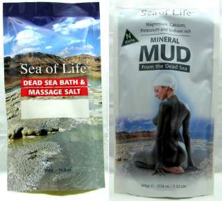 Dead Sea Cosmetic Mud Body Mask + Salt Massage / Bath Mineral Natural 