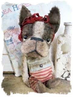   ★ RARE BRINDLE Boston Terrier Dog Vintage Buggy ★ Whendis Bears
