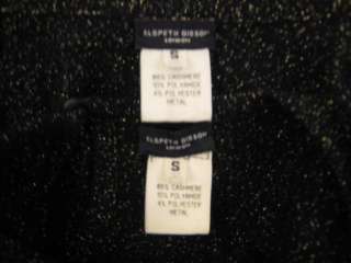 ELSPETH GIBSON BLACK SHIMMERED CASHMERE TWINSET Sz S  
