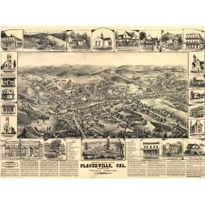  1888 Birds eye map of Placerville, California