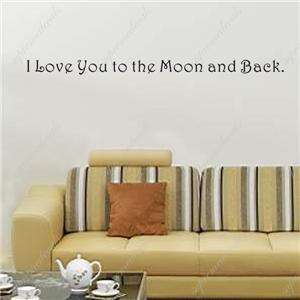 love you to moon and back words and letters quote decals  