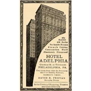  1916 Ad Hotel Adelphia Philadelphia Room David B Provan 