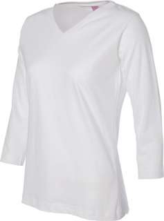 LA T Sportswear Ladies 3/4 Sleeve V Neck T Shirt 3577  