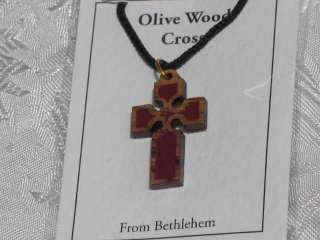 Olive Wood Cross Pendant Necklace Bethlehem Holy Land  