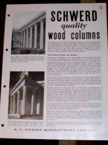 Vtg A.F Schwerd Manufacturing Co Catalog Wood Columns  