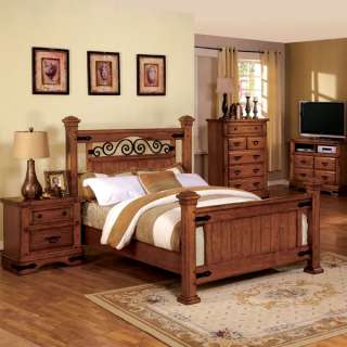 Solid Wood Sonoma American Oak Finish 6 Piece Bedroom Set  