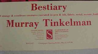 MURRAY TINKELMAN BESTIARY SCARBOROUGH GALLERIES POSTER  