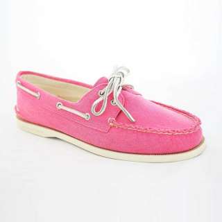 Sperry Womens Top Sider A/O Pink Canvas Boat Shoes  