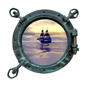   sticker with illusion of porthole on boat 60 x 60 cm