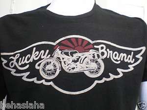MENS LUCKY BRAND T SHIRT NEW BLACK motorcycle t club  