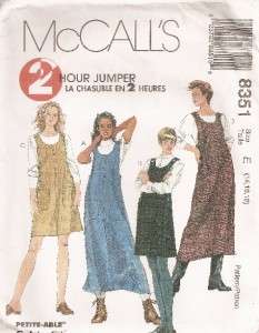 8351 McCalls Pattern, Misses Jumper in Two Lengths, SZ 4 8  