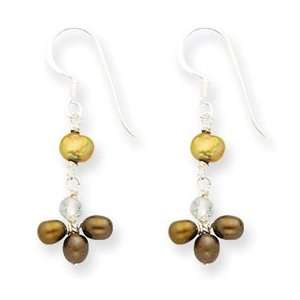   Brown & Lt Golden Pearl/Rutilated Quartz Earrings   QE5606 Jewelry