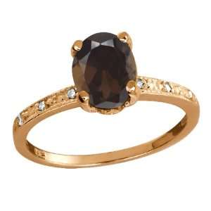  1.24 Ct Oval Brown Smoky Quartz and Topaz Rose Gold Plated 