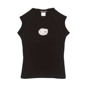   Black Ladies Ribbed Sleeveless Raglan T shirt