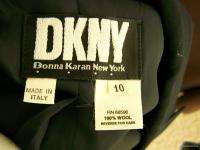 DKNY Womens Italy Wool Black Double Breasted Blazer Jacket 10  