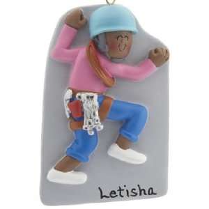  Personalized Ethnic Rock Climber Female Christmas Ornament 