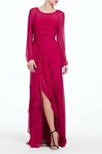 NEW$418 BCBG MAX AZRIA CHAY SILK Chiffon Long DRESS Cocktail Gown in 