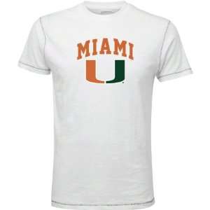    Miami Hurricanes White Arch Logo Vintage T Shirt