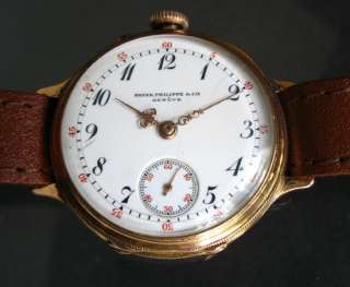 OLD 18K SOLID GOLD PATEK PHILLIPE POCKET WATCH DRIVERS CONVERTED INTO 