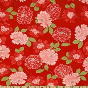  44 Wide Moda Vintage Modern Florals Candy Apple Fabric 