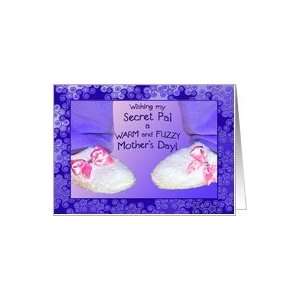  Secret Pal  Mothers Day, Fuzzy Slippers, Pink Bow Card 