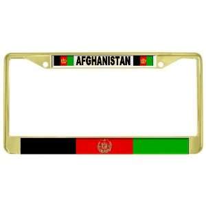  Afghanistan Afghan Flag Gold Tone Metal License Plate 
