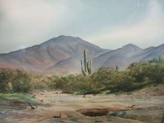 1950s Vintage Texas Artist RAMON FROMAN Desert Az Landscape Watercolor 