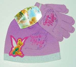   TINKERBELL Disney Fairies Girls Purp. Winter Hat & Glove Set NEW $20