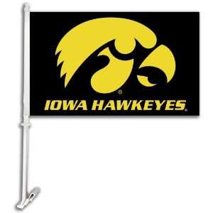  97124   Iowa Hawkeyes Car Flag W/Wall Brackett Sports 