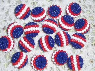  Red White and Blue striped berry beads for your 4th of July crafts 