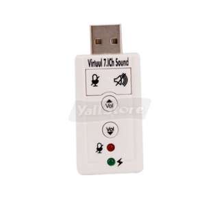New White USB to 3D Audio Sound Card Adapter Virtual 7.1 Channel 