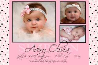 Brown Pink Baby GIRL Birth Announcements 100 +Desgn  