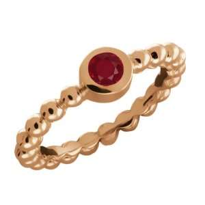  0.21 Ct Round Red Ruby 14k Rose Gold Ring Jewelry