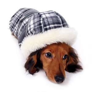 Happy Puppy Designer Dog Apparel   Plaid Pocket Hooded Coat   Color 